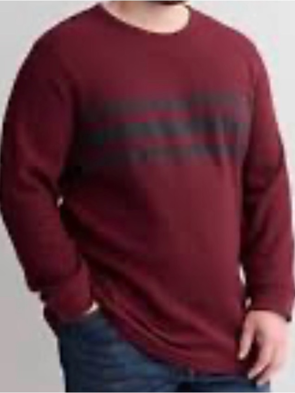 NWT Sonoma Waffle Thermal 4XB Burgundy Striped Big Tall Crewneck New